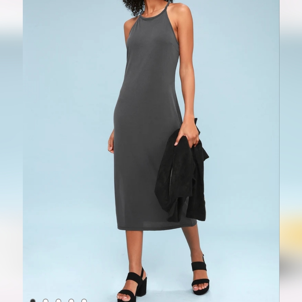 Lira Charcoal Grey Midi Dress